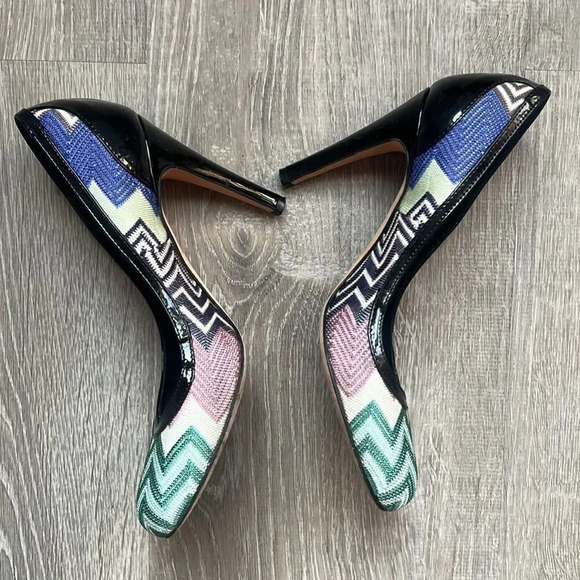 Missoni Chevron Print Round Toe Heels Multicolor - Picture 3 of 6